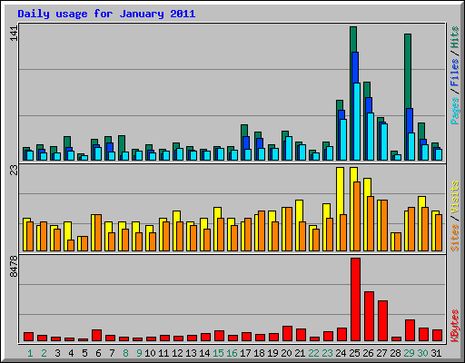 Daily usage for January 2011