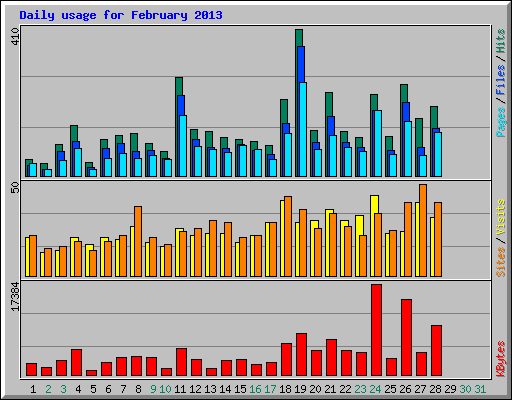 Daily usage for February 2013