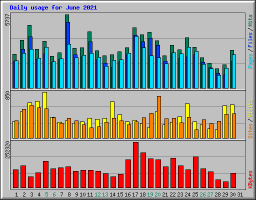 Daily usage for June 2021