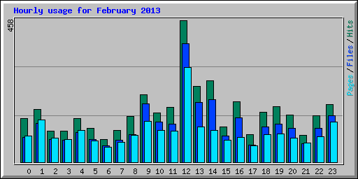 Hourly usage for February 2013